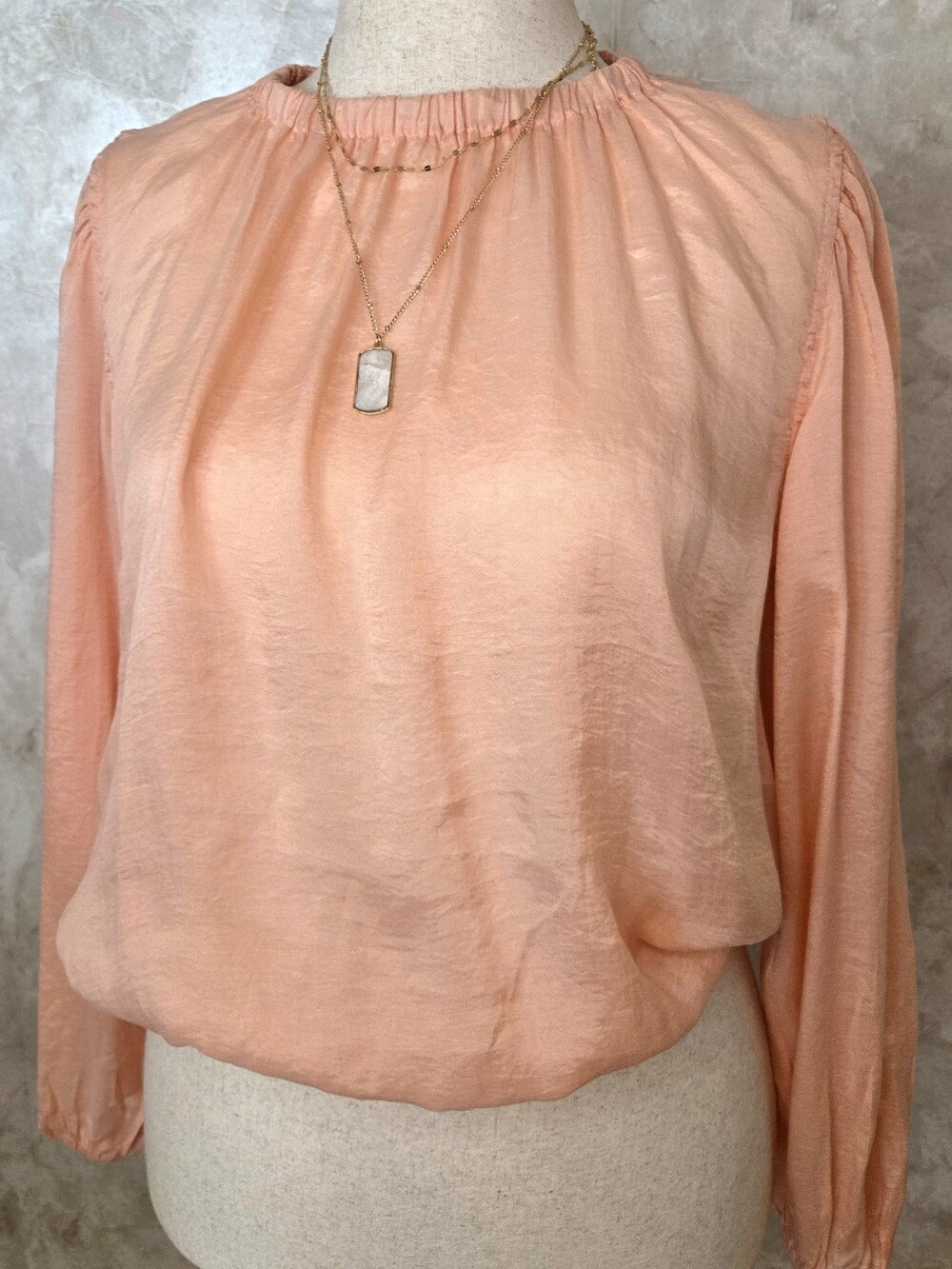 Cloth & Stone Peach Clouds Sheer Blouse NWT Large Boho Romantic Flowy Top Anthro